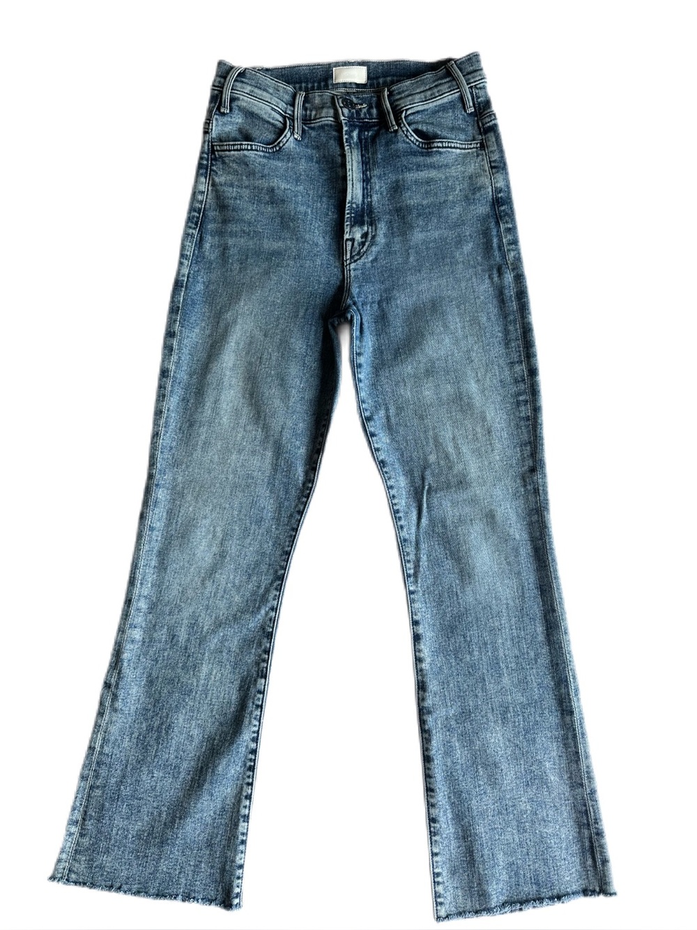 MOTHER The Hustler Ankle Fray High Rise Flare Jeans Shaking Things Up 26